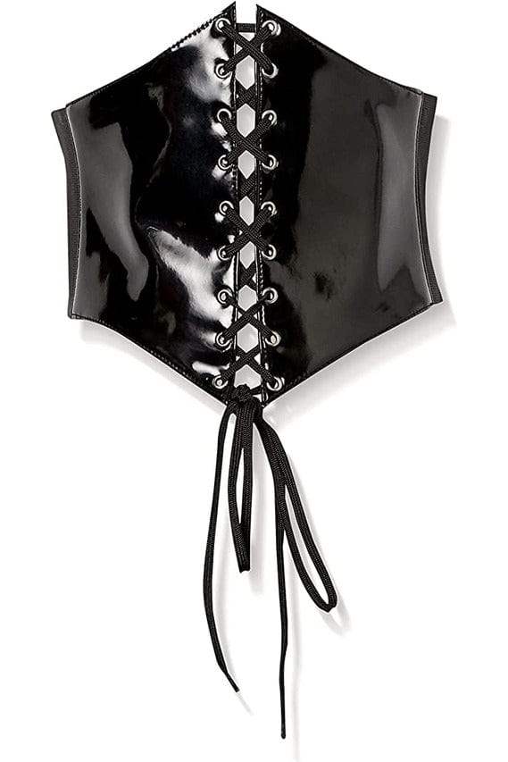 Daisy Corsets Lavish Black Patent PVC Corset Belt Cincher - Daisy Corsets - Flyclothing LLC