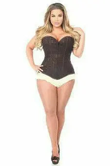 Daisy Corsets Lavish Dark Brown Lace Overbust Corset w/Zipper - Daisy Corsets - Flyclothing LLC