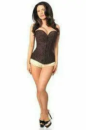 Daisy Corsets Lavish Dark Brown Lace Overbust Corset w/Zipper - Daisy Corsets - Flyclothing LLC