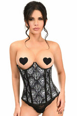 Lavish Black Skull Print Underwire Open Cup Underbust Corset - Daisy Corsets - Flyclothing LLC