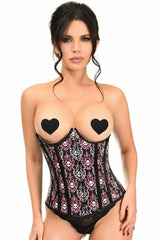 Lavish Skull Print Underwire Open Cup Underbust Corset - Daisy Corsets - Flyclothing LLC