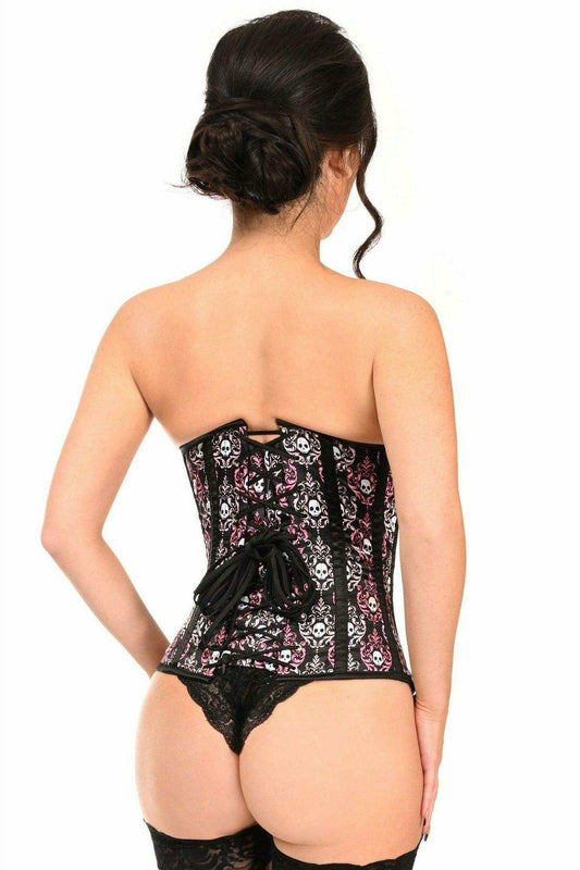 Lavish Skull Print Underwire Open Cup Underbust Corset - Daisy Corsets - Flyclothing LLC