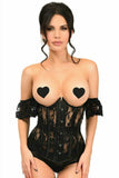Daisy Corsets Lavish Sheer Black Lace Underbust Underwire Corset w/Ruffle Sleeve - Daisy Corsets