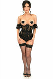 Daisy Corsets Lavish Sheer Black Lace Underbust Underwire Corset w/Ruffle Sleeve - Daisy Corsets