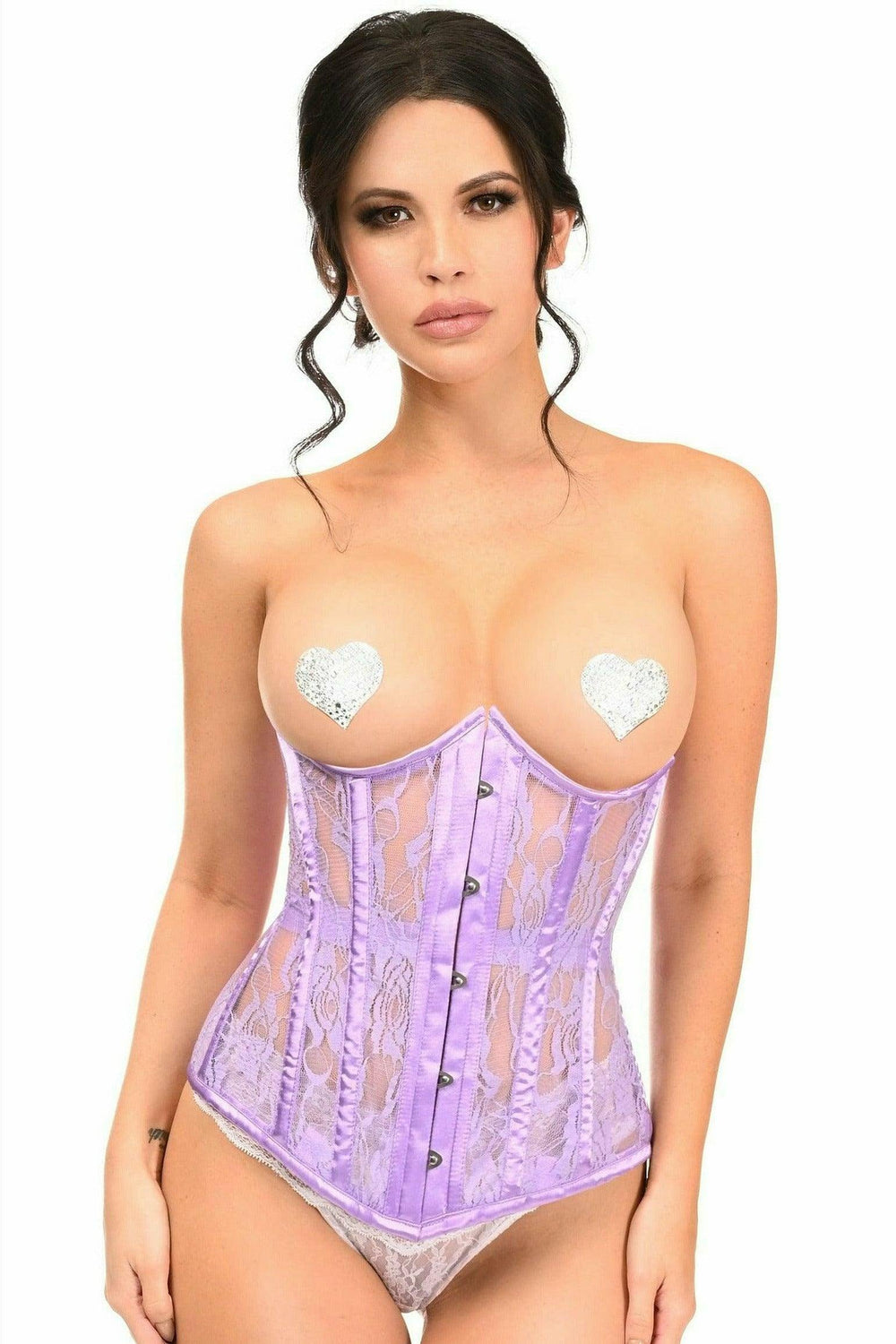 Daisy Corsets Lavish Lavender Sheer Lace Underwire Open Cup Underbust Corset - Daisy Corsets