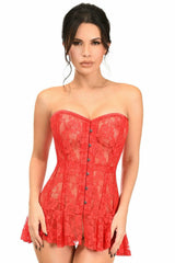 Daisy Corsets Lavish Red Sheer Lace Corset Dress