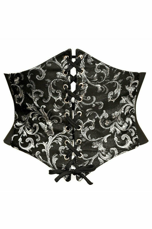 Daisy Corsets Lavish Black/Silver Brocade Corset Belt Cincher - Daisy Corsets
