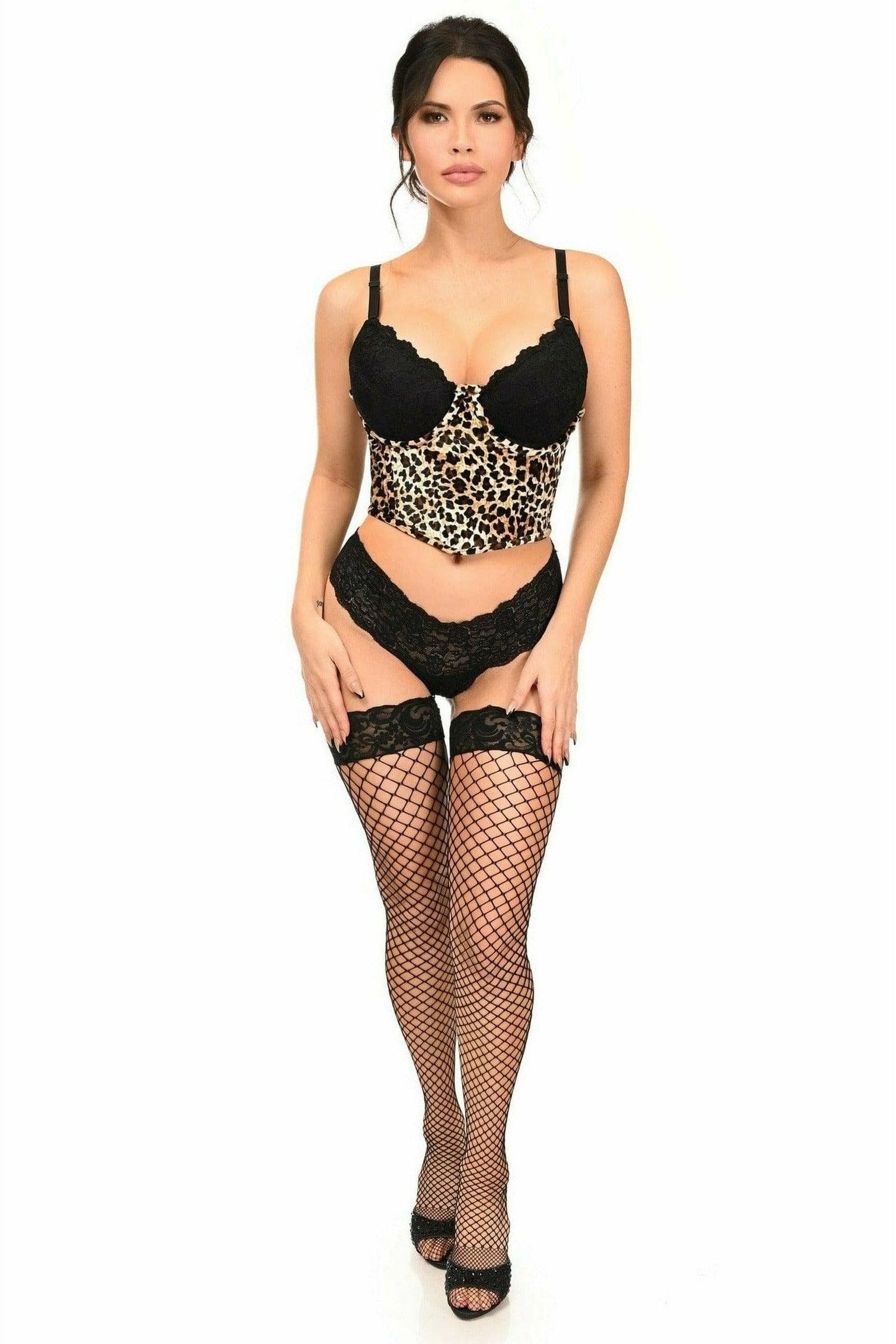 Daisy Corsets Lavish Leopard Velvet Underwire Open Cup Cincher Corset - Daisy Corsets