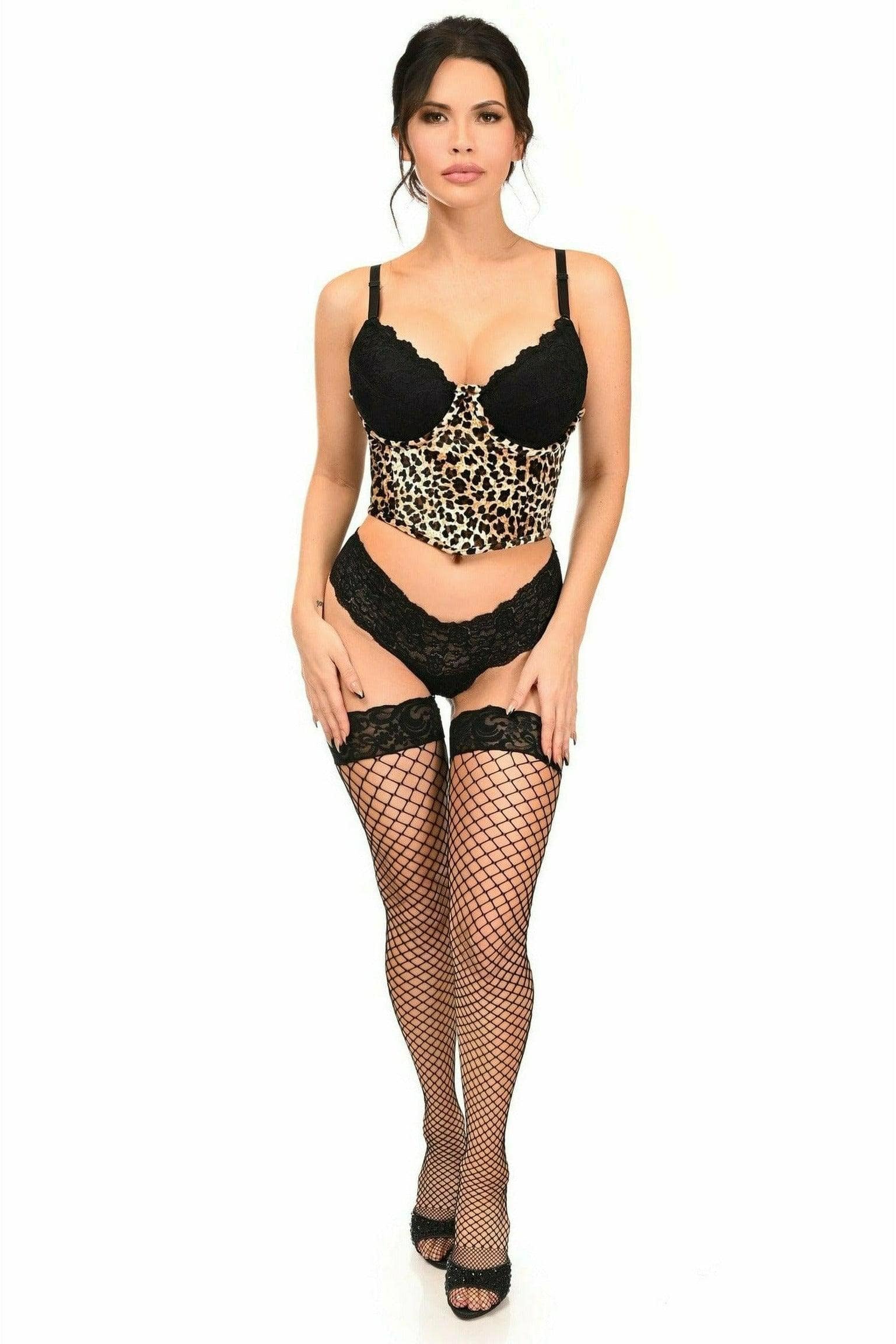 Daisy Corsets Lavish Leopard Velvet Underwire Open Cup Cincher Corset