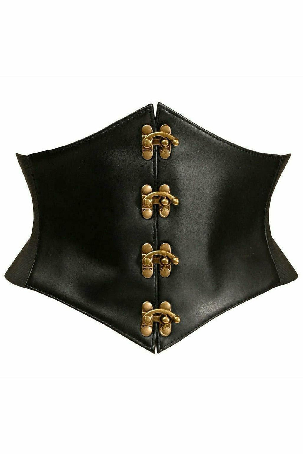 Daisy Corsets Lavish Black Faux Leather Corset Belt Cincher w/Clasps - Daisy Corsets