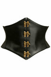 Daisy Corsets Lavish Black Faux Leather Corset Belt Cincher w/Clasps - Daisy Corsets