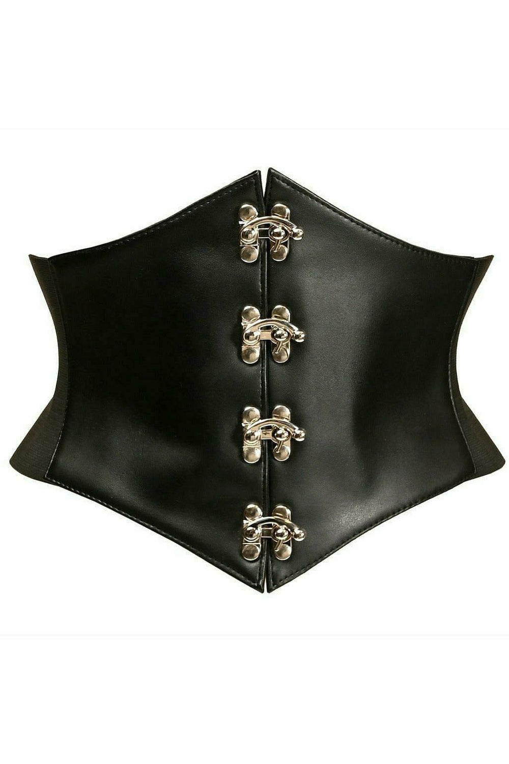 Daisy Corsets Lavish Black Faux Leather Corset Belt Cincher w/Clasps - Daisy Corsets