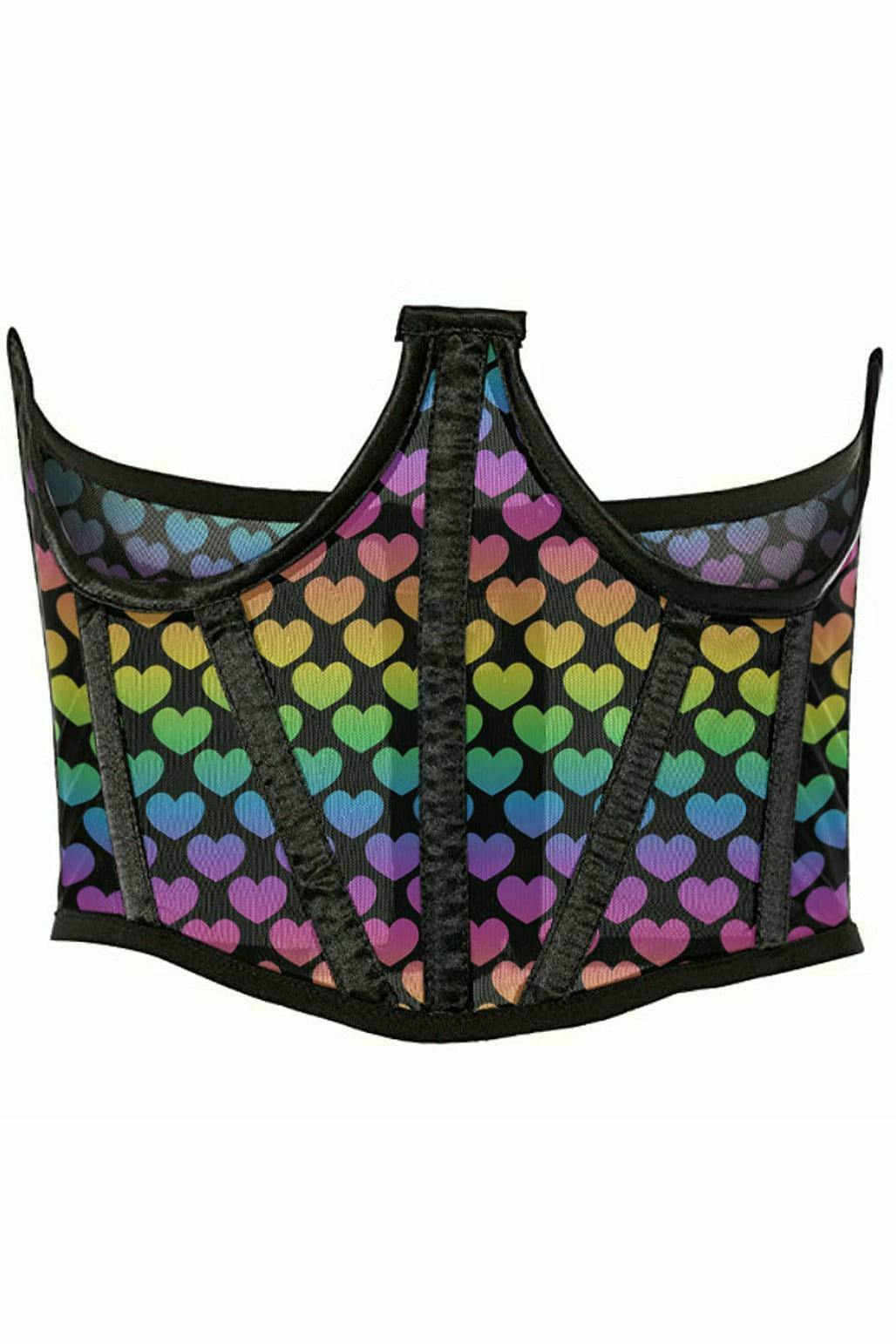 Daisy Corsets Lavish Rainbow Hearts Mesh Open Cup Waist Cincher - Daisy Corsets