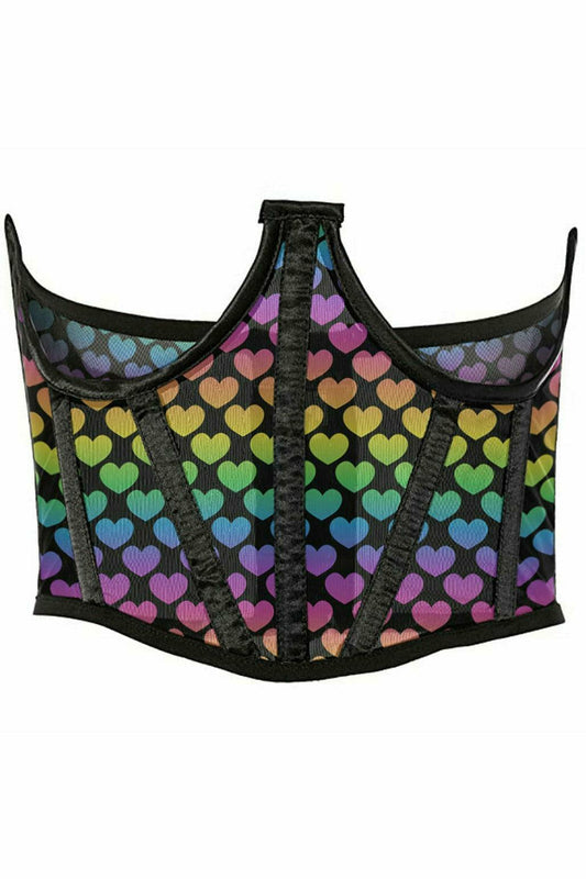 Daisy Corsets Lavish Rainbow Hearts Mesh Open Cup Waist Cincher - Daisy Corsets