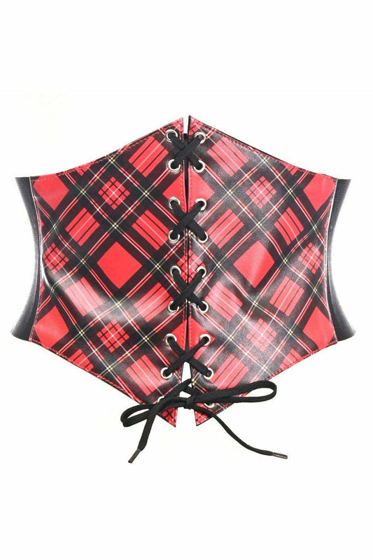 Daisy Corsets Lavish Red Plaid School Girl Lace-Up Corset Belt Cincher - Daisy Corsets - Flyclothing LLC