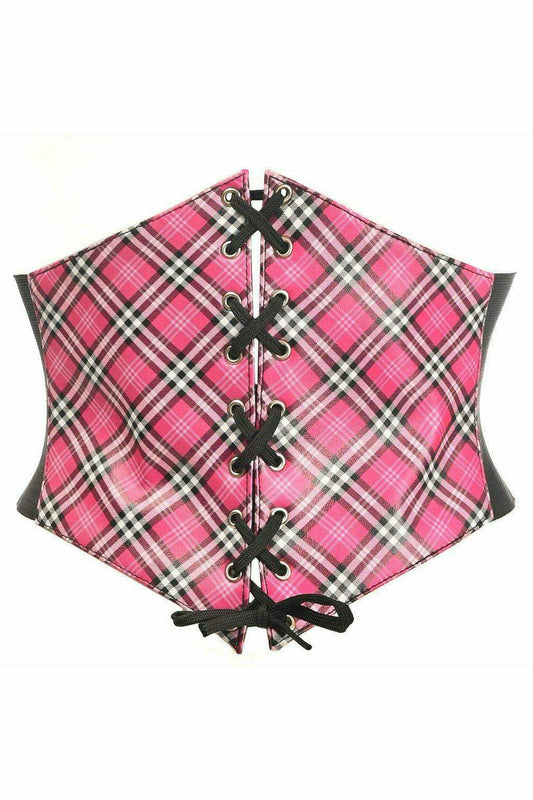 Daisy Corsets Lavish Pink Plaid Lace-Up Corset Belt Cincher - Daisy Corsets - Flyclothing LLC