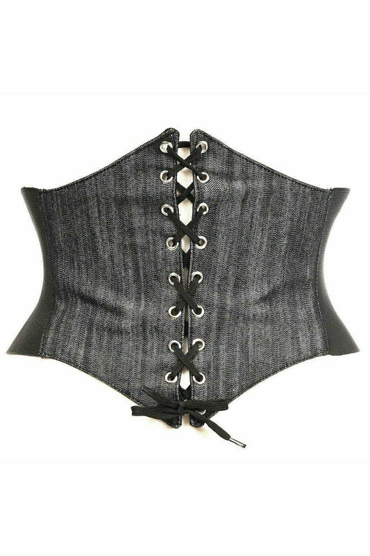 Daisy Corsets Lavish Black Denim Corset Belt Cincher - Daisy Corsets - Flyclothing LLC