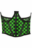 Daisy Corsets Lavish Neon Green/Black Checker Print Mesh Open Cup Waist Cincher - Daisy Corsets
