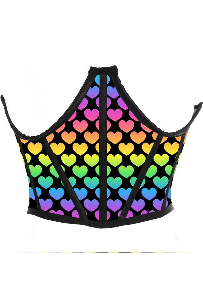 Daisy Corsets Lavish Rainbow Hearts Satin Underwire Waist Cincher Corset - Daisy Corsets - Flyclothing LLC