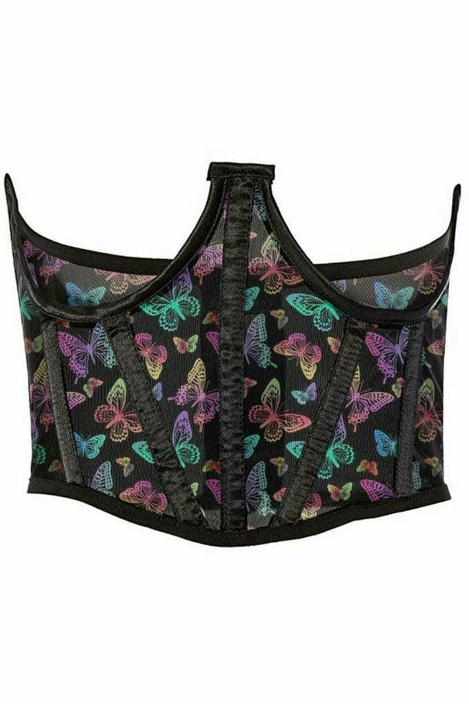 Daisy Corsets Lavish Neon Butterfly Print Mesh Open Cup Waist Cincher - Daisy Corsets