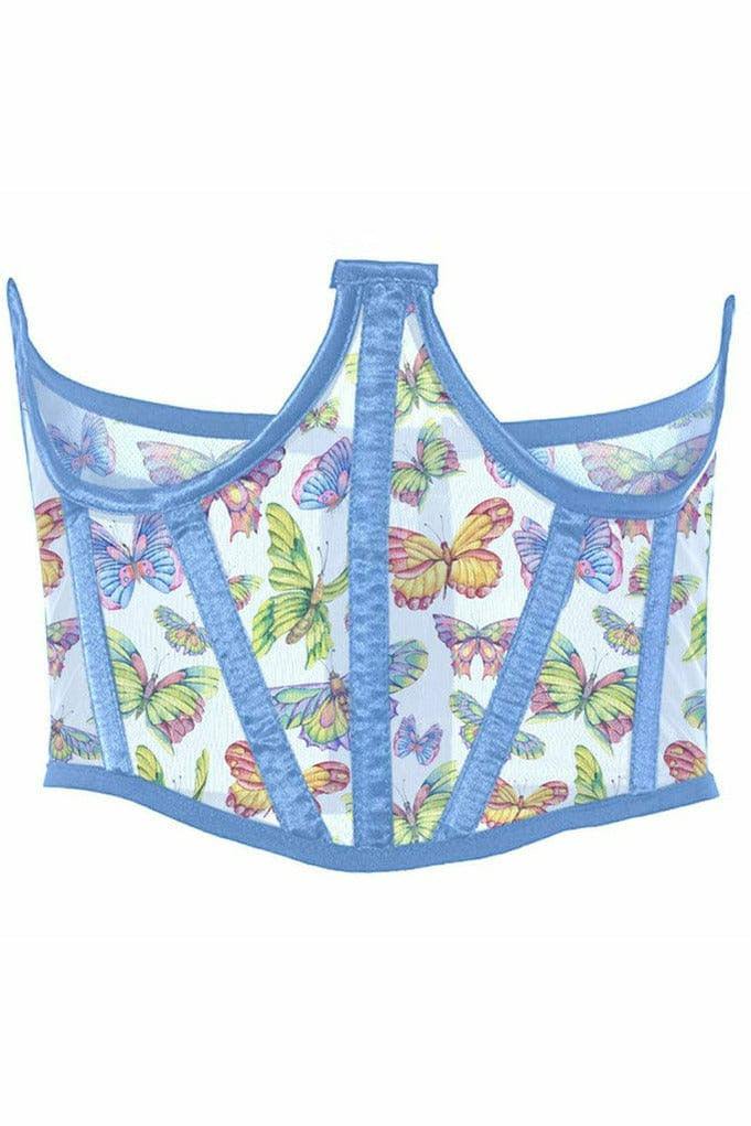 Daisy Corsets Lavish Butterfly Print Mesh Open Cup Waist Cincher - Daisy Corsets