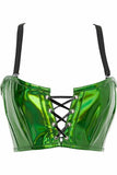 Lavish Green Holo Lace-Up Bustier Top - Daisy Corsets