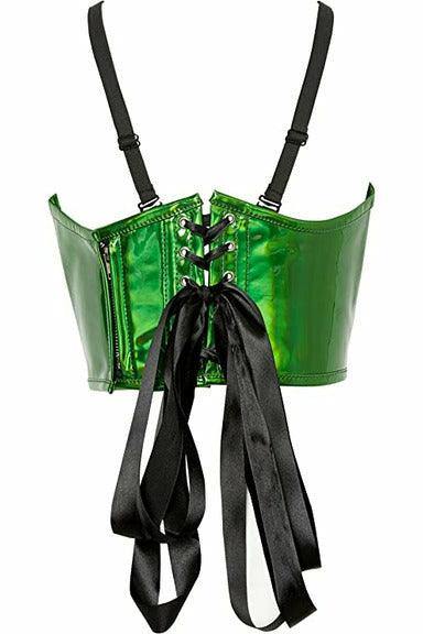 Lavish Green Holo Lace-Up Bustier Top - Daisy Corsets