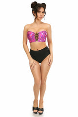 Daisy Corsets Lavish Fuchsia Holo Lace-Up Bustier Top - Daisy Corsets