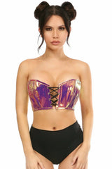 Daisy Corsets Lavish Rainbow Gold Holo Lace-Up Bustier Top - Daisy Corsets - Flyclothing LLC