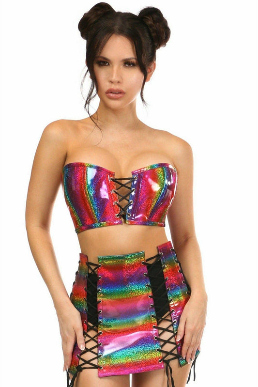 Daisy Corsets Lavish 2 PC Rainbow Glitter Bustier & Skirt Set - Daisy Corsets