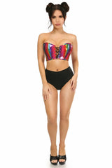 Daisy Corsets Lavish Rainbow Glitter PVC Lace-Up Bustier Top - Daisy Corsets