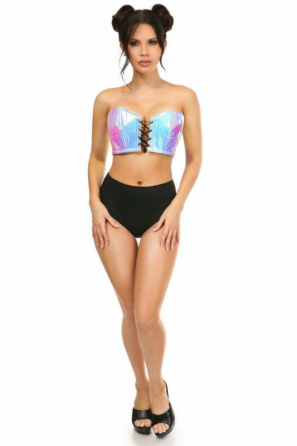 Daisy Corsets Lavish Blue/Purple Holo Lace-Up Bustier Top - Daisy Corsets - Flyclothing LLC