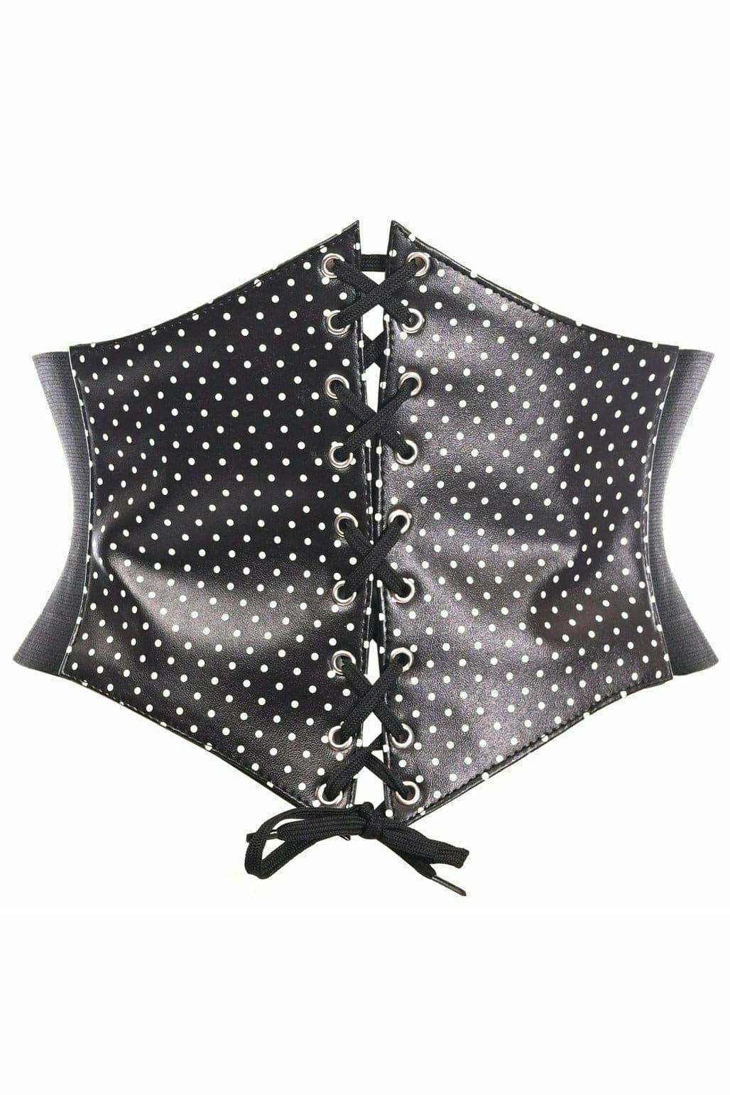 Daisy Corsets Lavish Black & White Polka Dot Lace-Up Corset Belt Cincher - Daisy Corsets - Flyclothing LLC