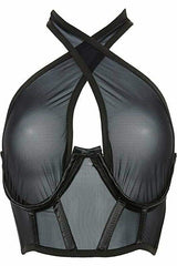 Lavish Black Mesh Underwire Cincher w/Built In Halter Top - Daisy Corsets - Flyclothing LLC