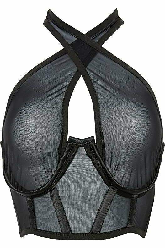 Lavish Black Mesh Underwire Cincher w/Built In Halter Top - Daisy Corsets - Flyclothing LLC