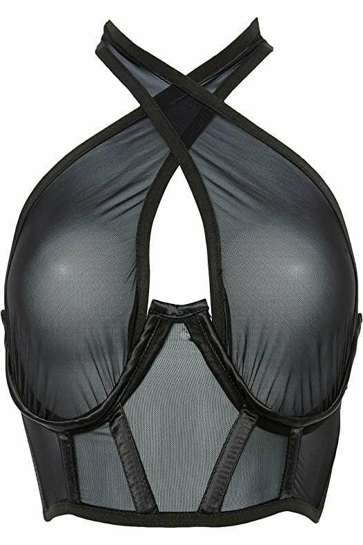 Lavish Black Mesh Underwire Cincher w/Built In Halter Top - Daisy Corsets