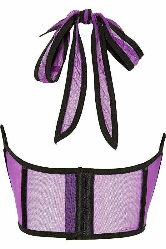 Lavish Neon Purple Mesh Underwire Cincher w/Built In Halter Top - Daisy Corsets - Flyclothing LLC
