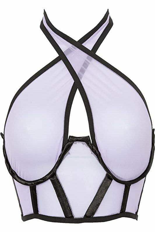 Lavish Lt Purple Mesh Underwire Cincher w/Built In Halter Top - Daisy Corsets - Flyclothing LLC