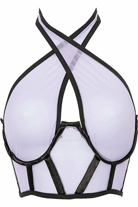 Lavish Lt Purple Mesh Underwire Cincher w/Built In Halter Top - Daisy Corsets