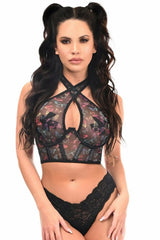 Daisy Corsets Lavish Neon Butterfly Mesh Underwire Cincher w/Built In Halter Top - Daisy Corsets - Flyclothing LLC