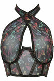 Lavish Neon Butterfly Mesh Underwire Cincher w/Built In Halter Top - Daisy Corsets