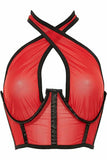Lavish Red Mesh Underwire Cincher w/Built In Halter Top - Daisy Corsets