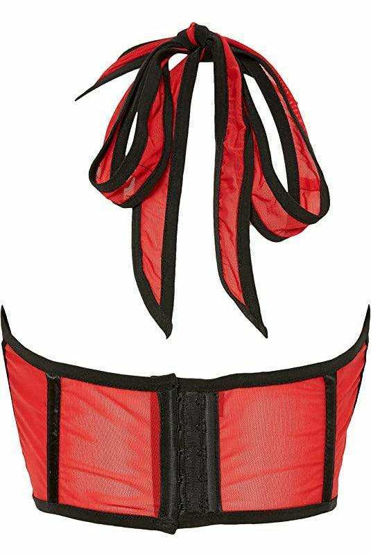 Lavish Red Mesh Underwire Cincher w/Built In Halter Top - Daisy Corsets - Flyclothing LLC
