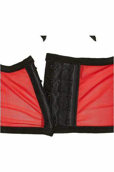 Lavish Red Mesh Underwire Cincher w/Built In Halter Top - Daisy Corsets - Flyclothing LLC