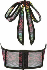 Lavish Rainbow Animal Print Mesh Underwire Cincher w/Built In Halter Top - Daisy Corsets - Flyclothing LLC