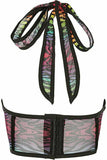 Lavish Rainbow Animal Print Mesh Underwire Cincher w/Built In Halter Top - Daisy Corsets
