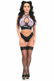 Daisy Corsets Lavish Lt Purple/Black Vinyl & Fishnet Halter Top Underwire Cincher - Daisy Corsets