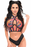 Daisy Corsets Lavish Orange Tie-Dye Mesh Underwire Cincher w/Built In Halter Top - Daisy Corsets