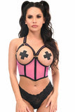 Daisy Corsets Lavish Pink Underwire Open Cup Mesh Cincher w/Criss Cross Back - Daisy Corsets