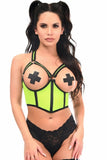 Daisy Corsets Lavish Neon Green Underwire Open Cup Mesh Cincher w/Criss Cross Back - Daisy Corsets